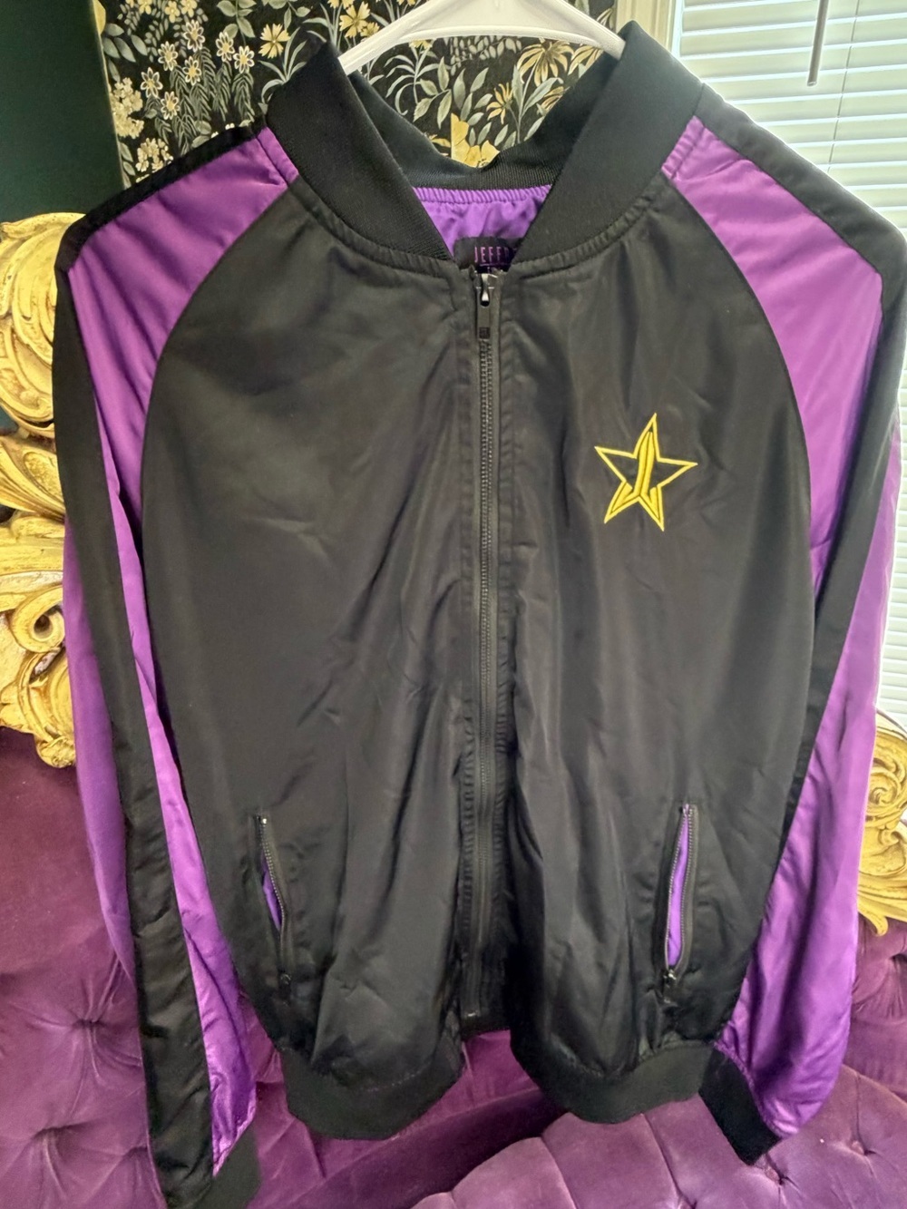 Jeffree Star Black Jacket with Purple Lining and Pink Label